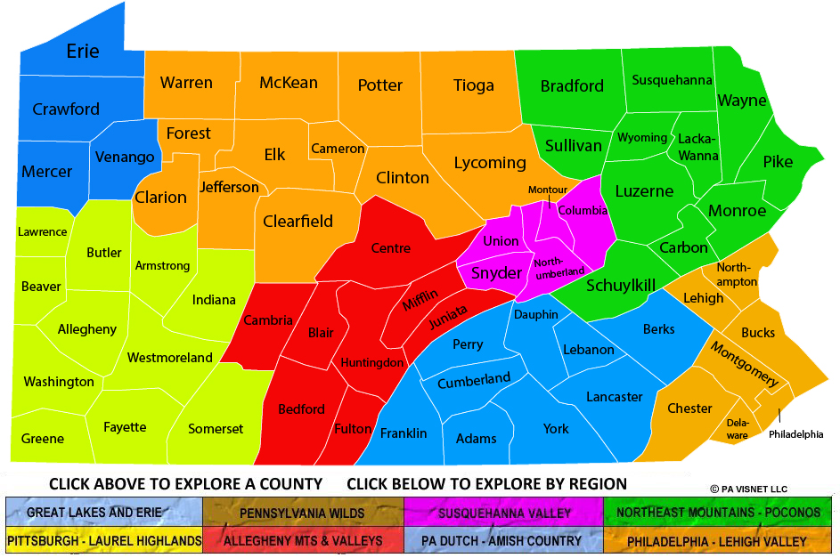 pennsylvania state map with counties Pennsylvania Regions And Counties Maps pennsylvania state map with counties